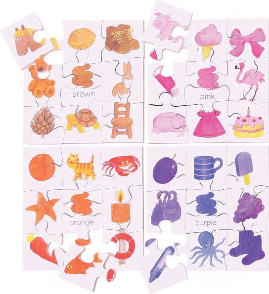 Bigjigs Toys hölzernes didaktisches Puzzle Farben 4-in-1