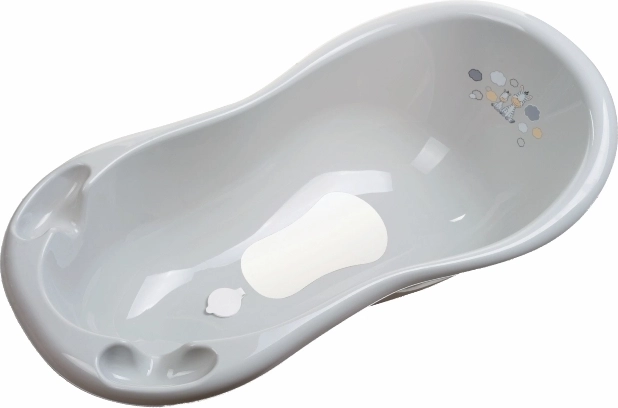 Maltex Babybadewanne Zebra 100 cm mit Ablaufstopfen und rutschfester Einlage, grau