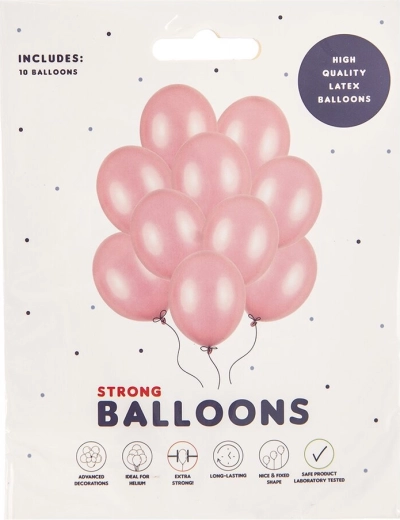 Latexballons, rosa perlglänzend, 27 cm, 10 Stk.