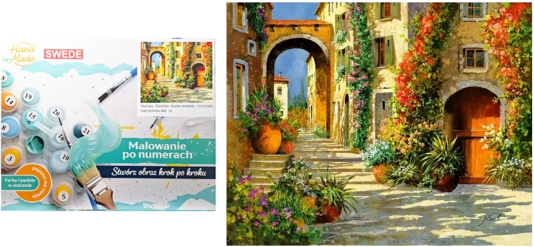 Malen nach Zahlen – Gasse in einer kleinen Stadt