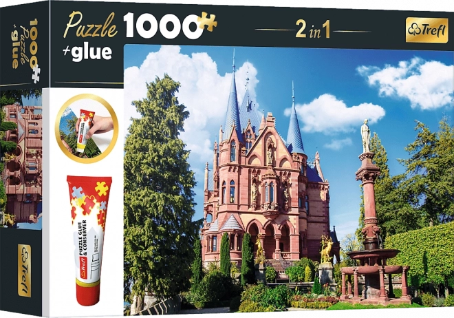 Trefl Set 2-in-1 Puzzle Schloss Drachenburg, Deutschland 1000 Teile mit Kleber