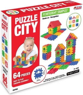 Baukasten Puzzle City Stadt mit 64 Teilen