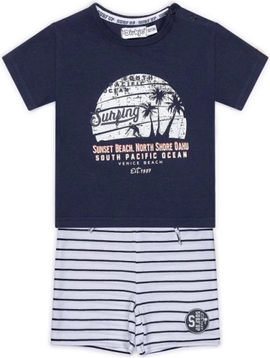 Dirkje Kinder 2-teiliges Set: T-Shirt und Shorts in Marineblau und Weiß gestreift