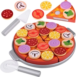Holz Pizza Set für Kinder mit Abnehmbaren Zubehör