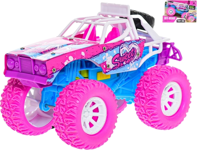 Geländewagen mit Schwunglauf pink-blau