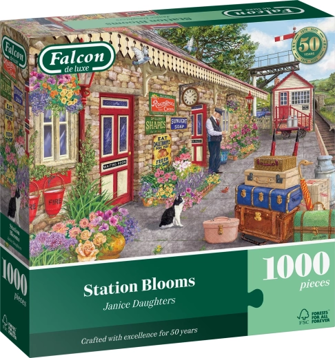 Falcon Puzzle „Blumen am Bahnhof“ 1000 Teile