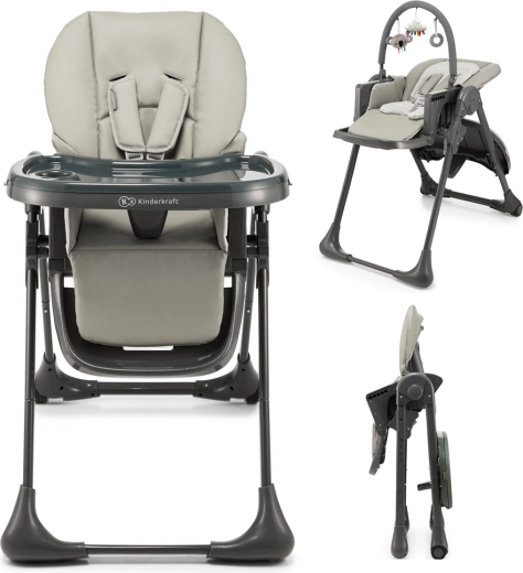 Kinderkraft Tummie 2-in-1 Hochstuhl und Liegesitz – grau