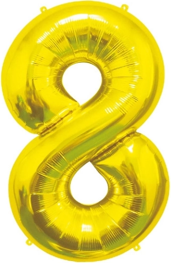 Folienballon Zahl 8, gold 85 cm