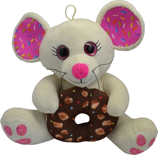 Plüschmaus mit Donut 30 cm