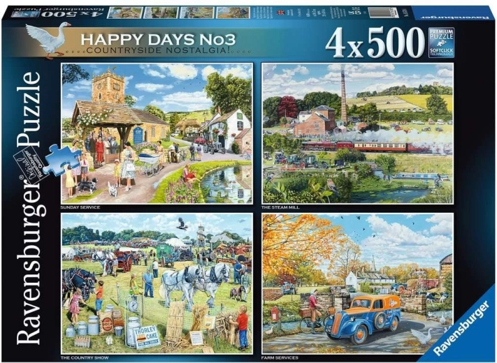 Ravensburger Puzzle Happy Days: Erinnerungen an das Landleben 4×500 Teile