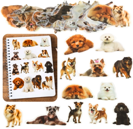 Sticker-Set Hunde verschiedener Rassen, transparent, glänzend, 50 Stk.