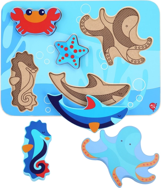 Holz-Einlegepuzzle Sea World – LUCY & LEO, 6 Teile