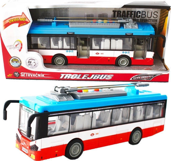 Städtischer Oberleitungsbus mit Schwungrad, Licht und Sound – rot