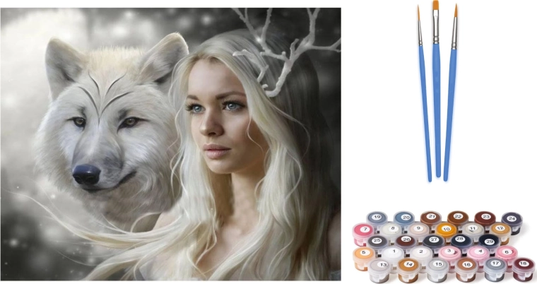 Norimpex Malen nach Zahlen Frau und Wolf 40 × 50 cm