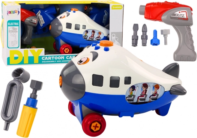 Gezeichnetes DIY-Montageflugzeug – Blau