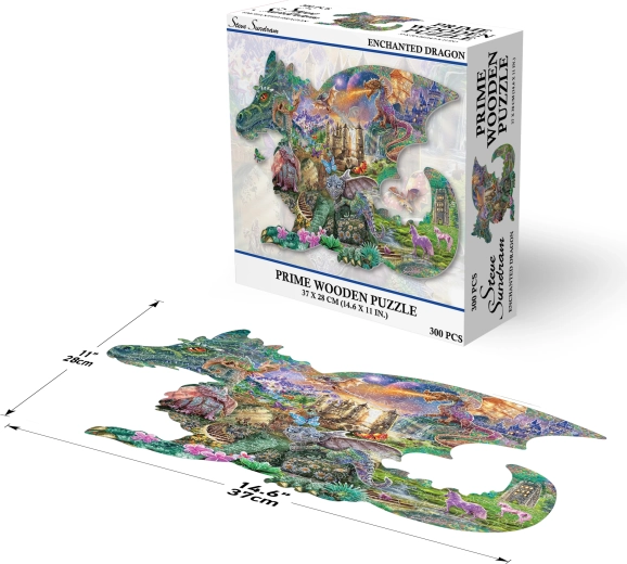 Prime 3D Holzpuzzle Verzauberte Drachen 300 Teile