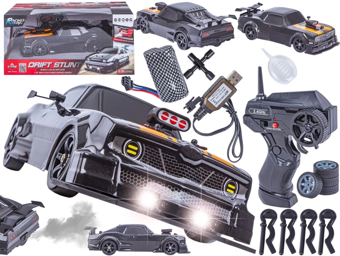 RC Driftauto Dodge 1:16 4WD 2,4 GHz mit LED-Lichtern und Dampf-Effekt – 1 Stück