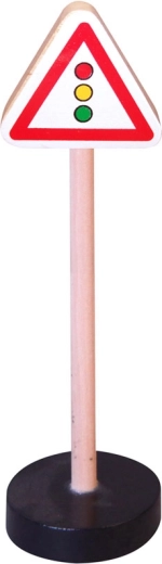 Holz-Verkehrsschild – Achtung Ampel