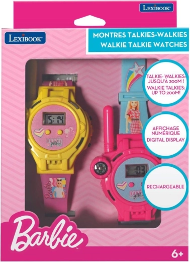 Kinderuhr mit Walkie‑Talkie BARBIE 200 m – wiederaufladbares 2er‑Set