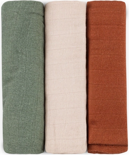 Bambus-Musselintücher PETITE&MARS Moussy Earth Tones 68 × 68 cm, Set 3 Stk.