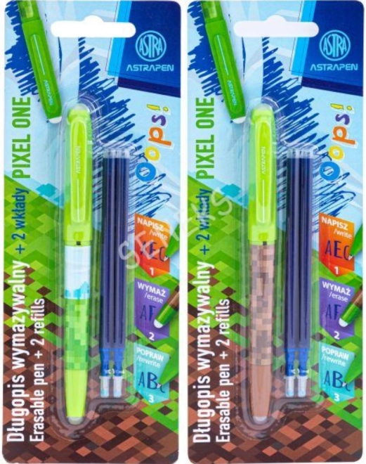 Radierbarer Stift mit Pixel-Design MINECRAFT + 2 Nachfüllungen