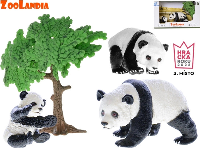 Zoolandia Panda mit Jungtieren und Zubehör – Figurenset für den Zoo