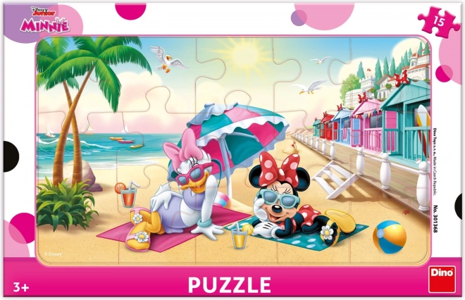 Puzzle DINO Minnie und Daisy am Strand, 15 Teile