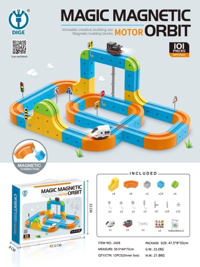 Magnetische farbige Zugstrecke 101 Teile