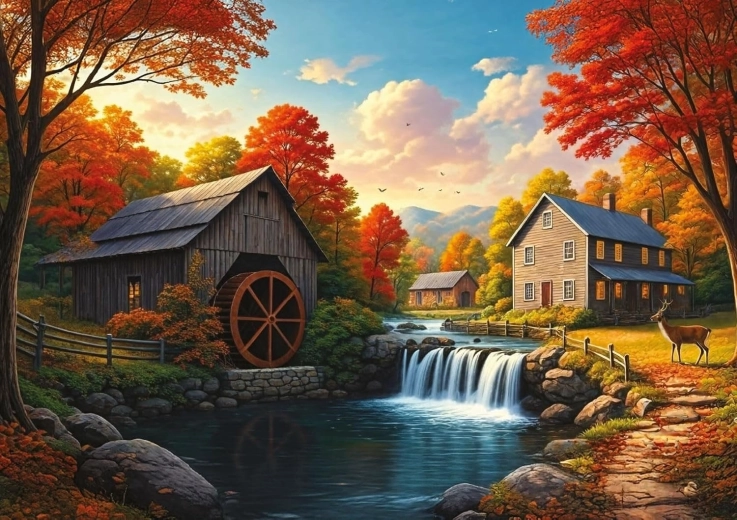 Puzzle Hirsch am Wehr 1000 Teile