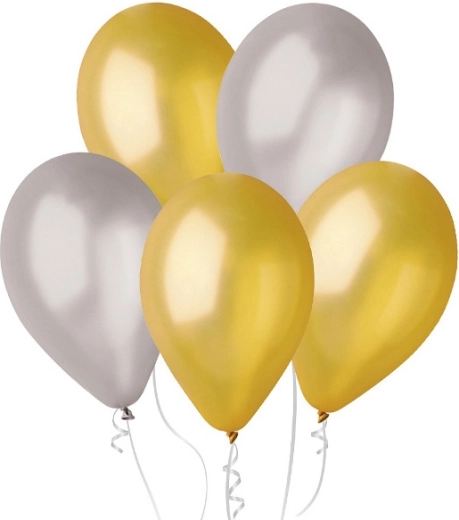 metallische Luftballons gold und silber 25 cm