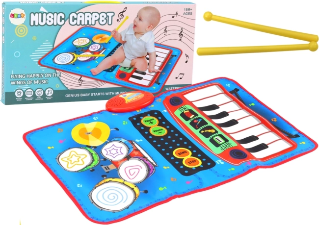 Interaktive Musikmatte 2in1 Trommeln und Klavier mit Stöcken