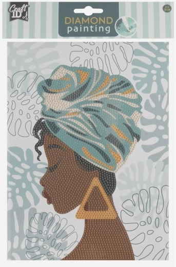 Diamantmalerei auf Karton Afrikanische Frau 29 × 21 cm