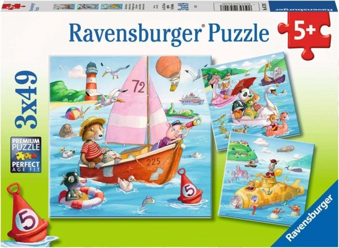 Ravensburger Puzzle Tiere und Wasserfahrzeuge 3x49 Teile