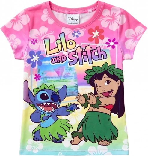 Kinder-T-Shirt Lilo & Stitch himbeerfarben
