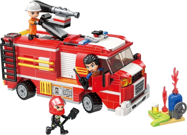 Qman Feuerwehr-Tankwagen Mine City Fire Line mit Wasserkanone (Bausatz mit 370 Teilen)