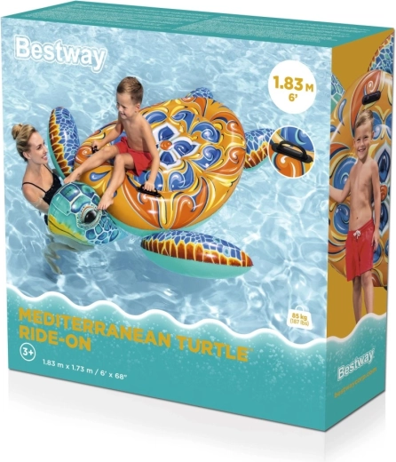 Bestway aufblasbare Schwimmschildkröte Majolika 183 × 173 cm mit Griffen
