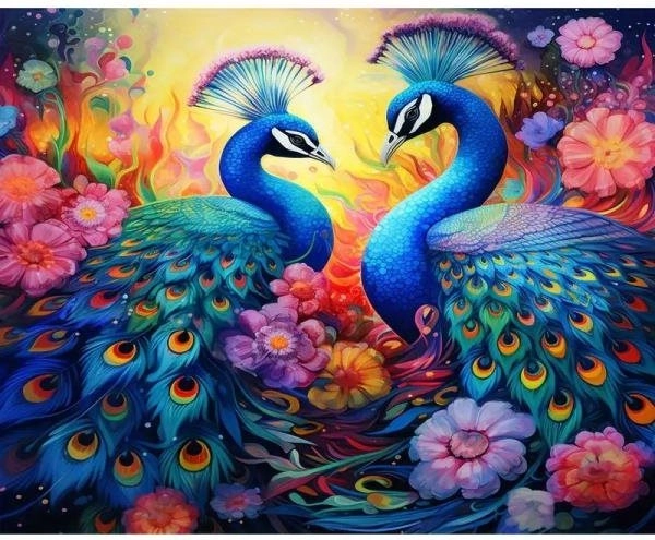 Diamantmalerei – Pfauentreffen 30 × 40 cm