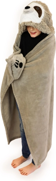 Wärmende Kinderdecke mit Kapuze Faultier Cozy Noxxiez