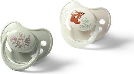 BabyOno anatomische Silikon-Schnuller 6–18 Monate, 2 Stk. (Tag + leuchtend)