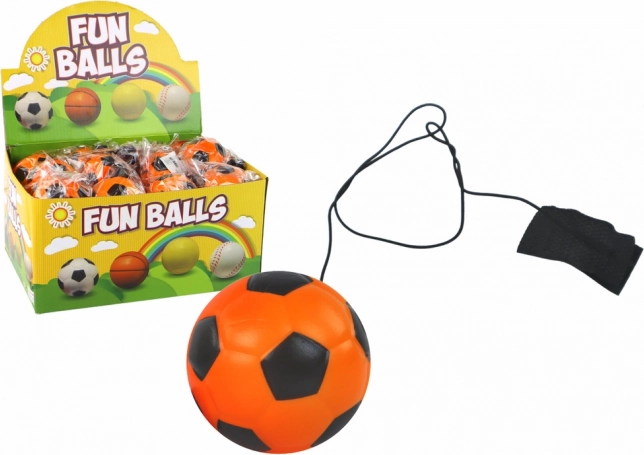 Fußball-Miniball am Gummiband (Jo-Jo), 6 cm, orange