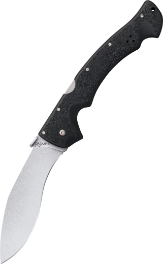 Cold Steel Rajah II Taschenmesser, Stonewash-Klinge, schwarzer Griv-Ex-Griff