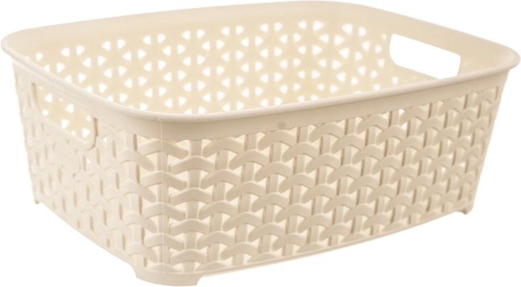Kunststoffkorb Rattan Hobby cremefarben 26 × 19 × 9 cm