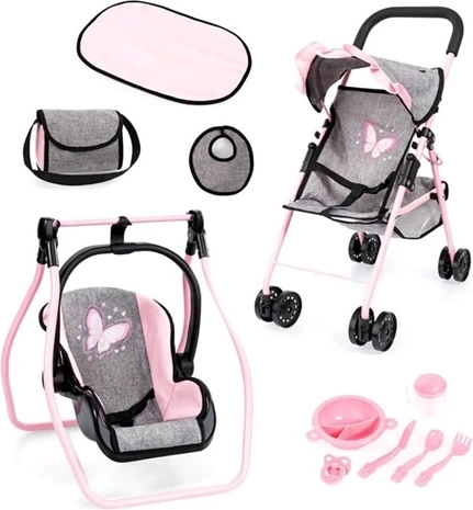 Bayer grauer Puppenwagen im 6-in-1-Set