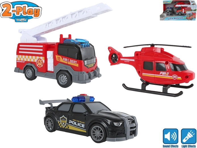 Rettungsfahrzeug-Set 2-Play Traffic (Licht und Sound) – 3 Stk.