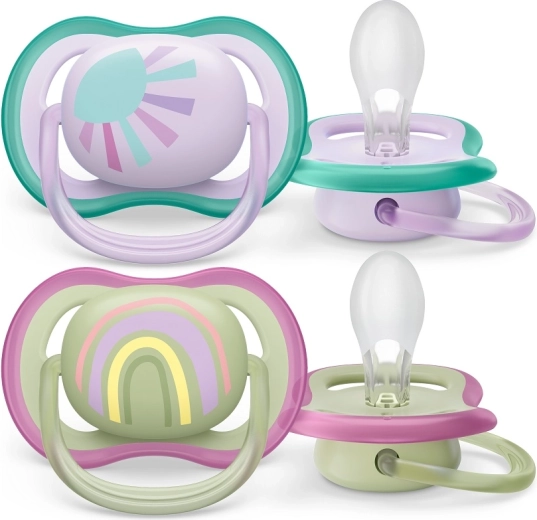 Philips AVENT Ultra Air Schnuller Regenbogen für Mädchen 0–6 Monate, 2 Stück