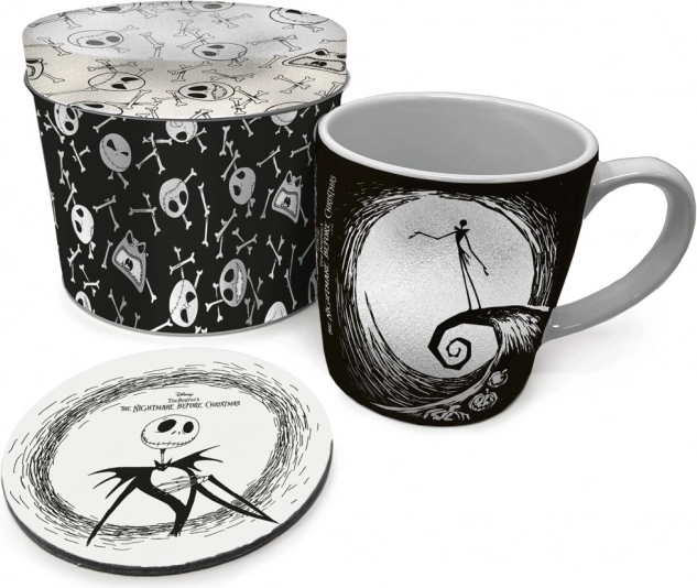 Geschenkset THE NIGHTMARE BEFORE CHRISTMAS – Tasse 315 ml, Kork-Untersetzer und Blechdose