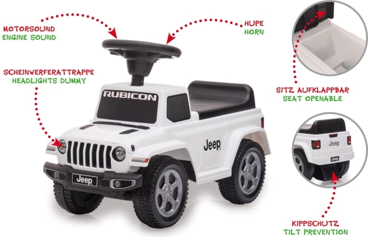 Kinder-Rutschfahrzeug Jeep Gladiator weiß