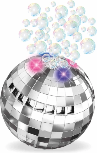 Seifenblasenmaschine in Form einer Discokugel mit Lichteffekten