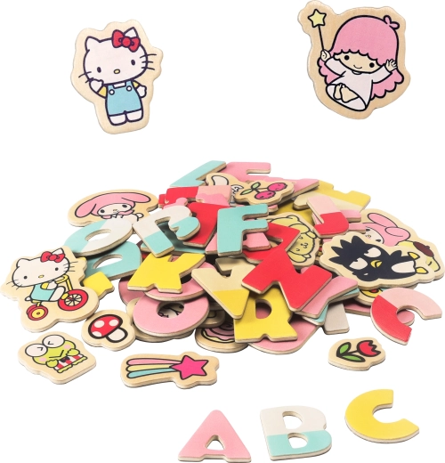 Hello Kitty magnetische Buchstaben und Bilder – pädagogisches Holzset für Kinder (75 Teile)