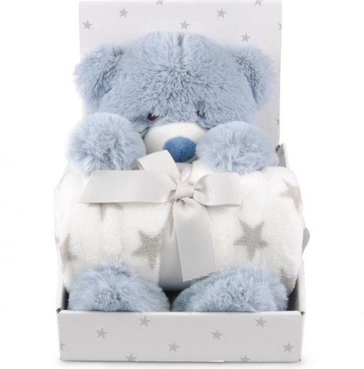 Carlo Baby Fleece-Decke mit Teddybär Teddy Blue - 1 Stück